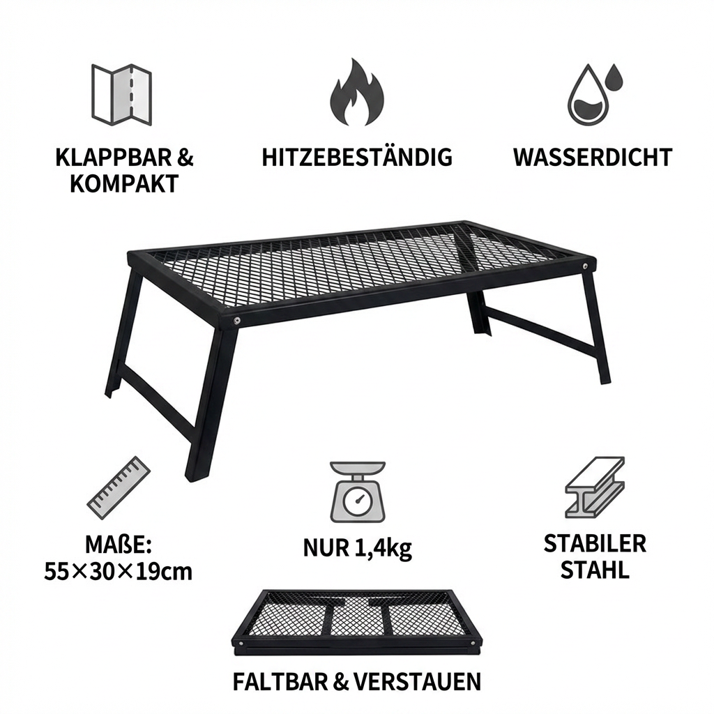 Klappbarer Grillrost für Lagerfeuer