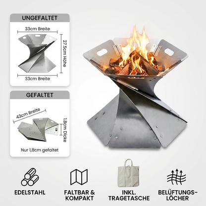 Faltbare Feuerstelle, Edelstahl